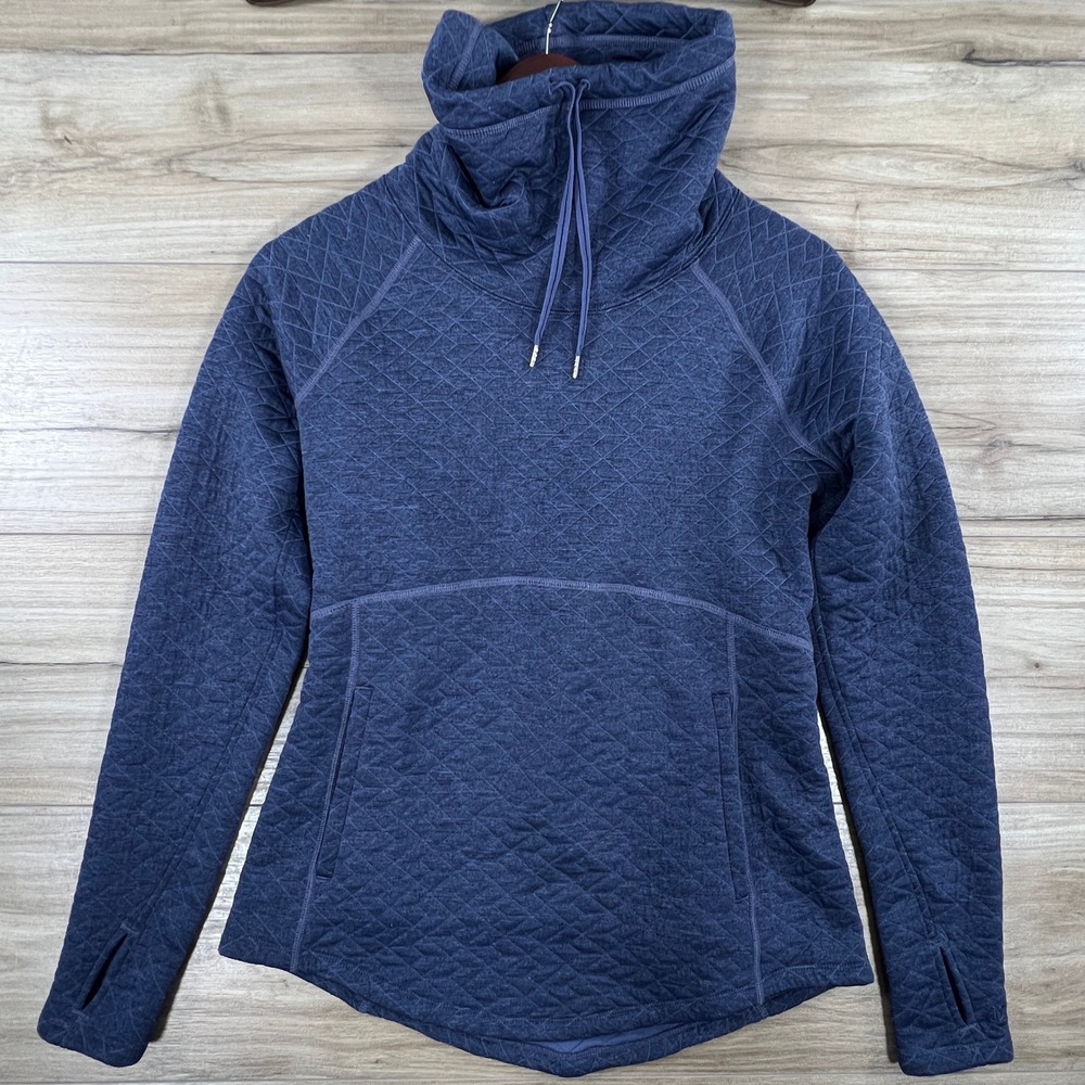 Marmot Rowan Quilted Cowl Neck Pullover Blue Heather Fleece Womens Medium